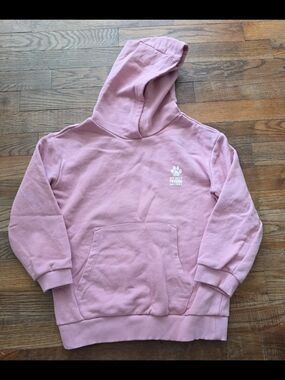 Kids Pink Hoodie Sweatshirt with Paw Print